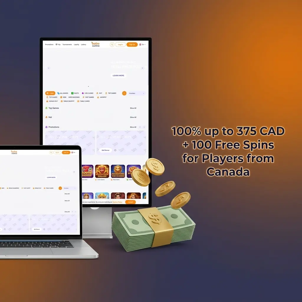 Boho Casino welcome bonus 100% up to 375 CAD plus 100 free spins for new Canadian players