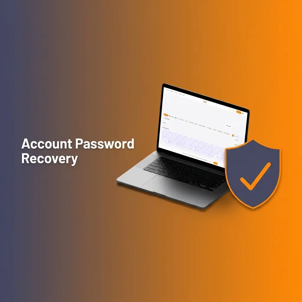 Step-by-step account password recovery process showing forgot password link, email verification, and reset instructions