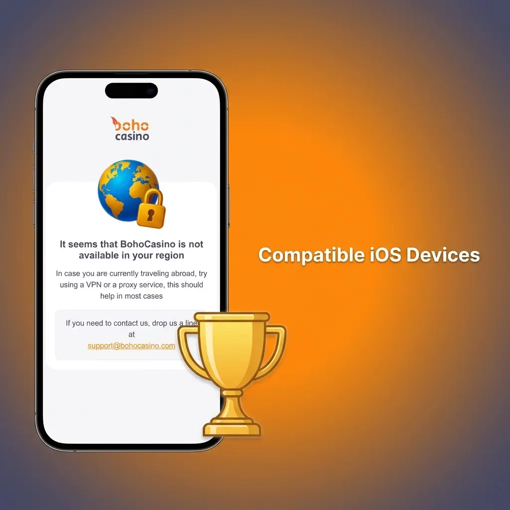 Boho Casino app compatible iOS devices list including iPhone X through 17 series and iPad Air and iPad Pro models