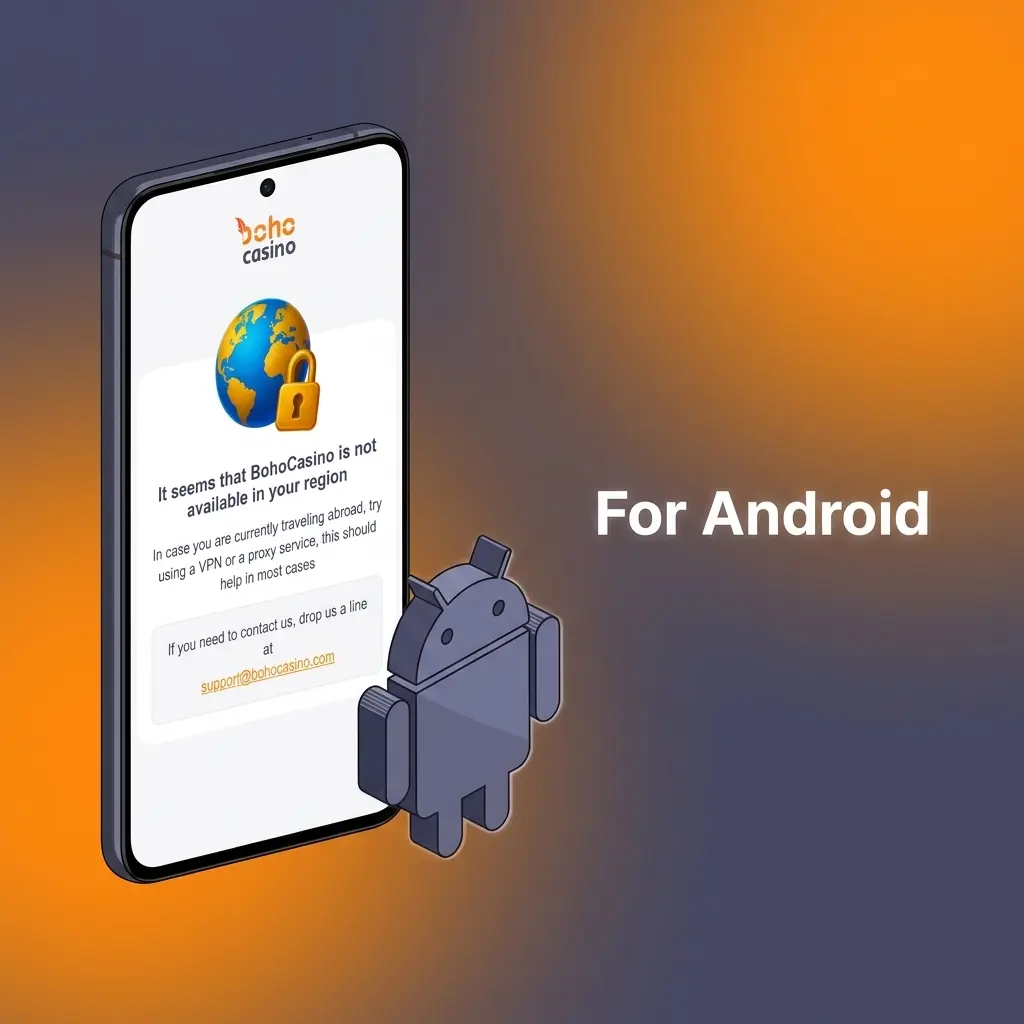Boho Casino Android app installation steps showing APK download and setup process for Android 5.0 and higher devices