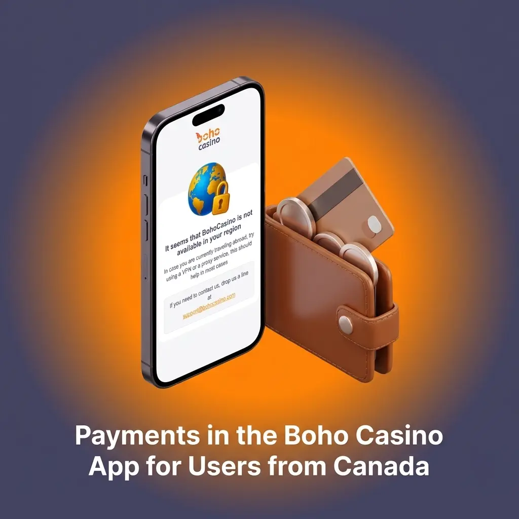 Boho Casino app payment methods for Canadian users including Interac, Visa, crypto, and more